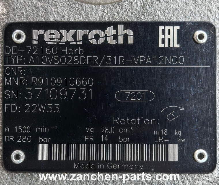 Rexroth R910910660 Piston Pump A10VSO28DFR/31R-VPA12N00